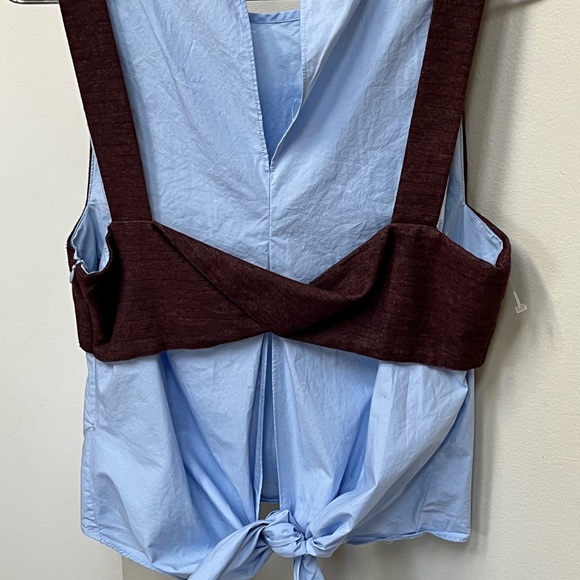 Zara Trafaluc One-piece Layered Light Blue and Brown Blouse - Picture 5 of 12